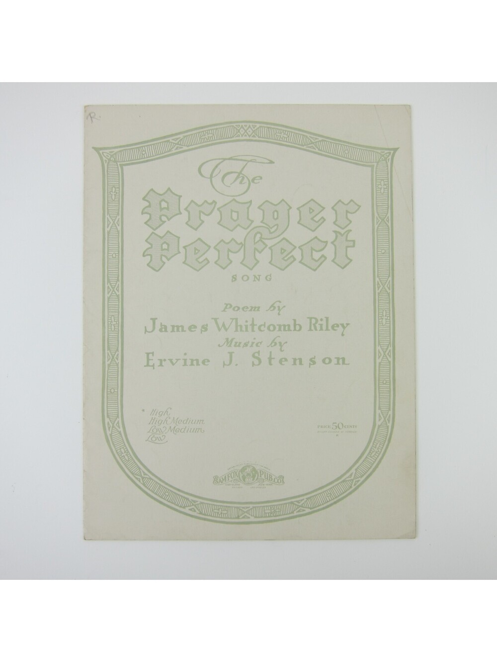 The Prayer Perfect Sheet Music James Whitcomb Riley Ervine Stenson Vintage 1930s